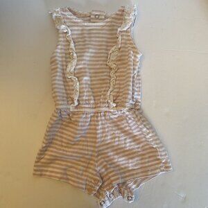 Carters girl's pink and white stripe jumpsuit with ruffles & polka dots size 12M